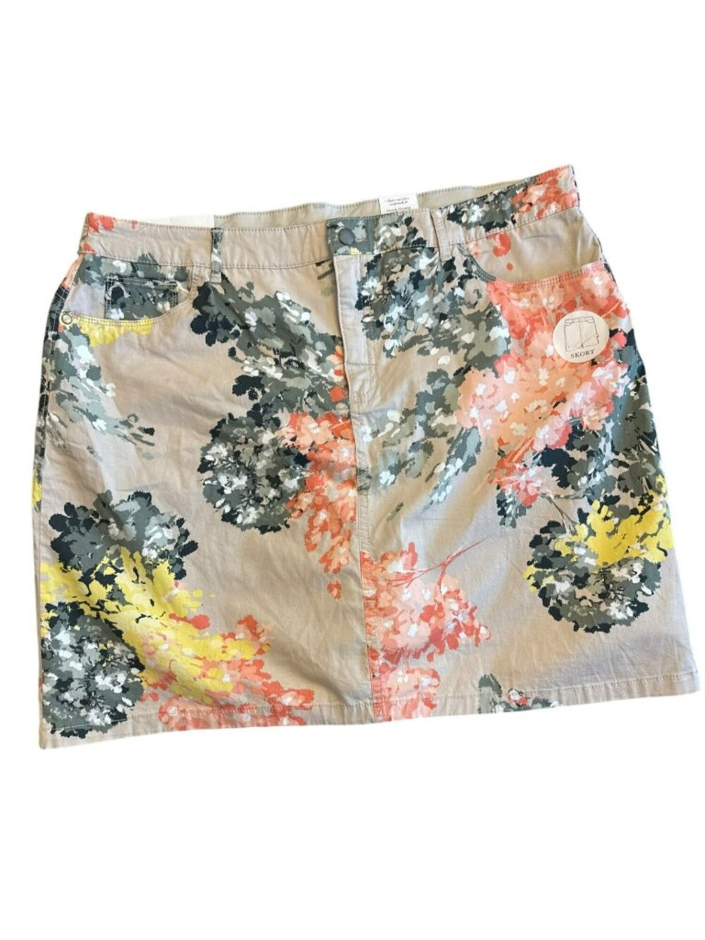 Croft & Barrow Floral Skort 18 NWT Secretly Slimming Coastal Grandmother Stretch